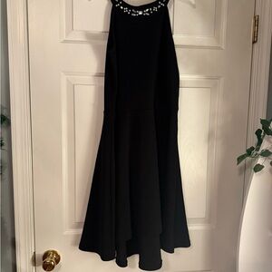 Place Black High Low Dress with Embellished Neckline
